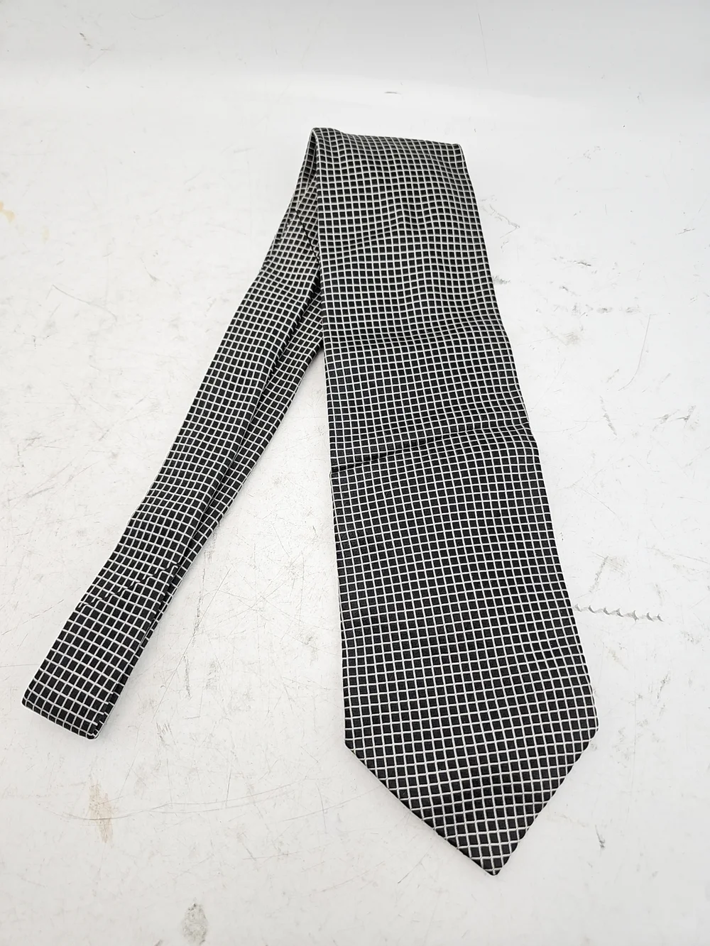 Giorgio Armani Black & White Grid Silk Tie